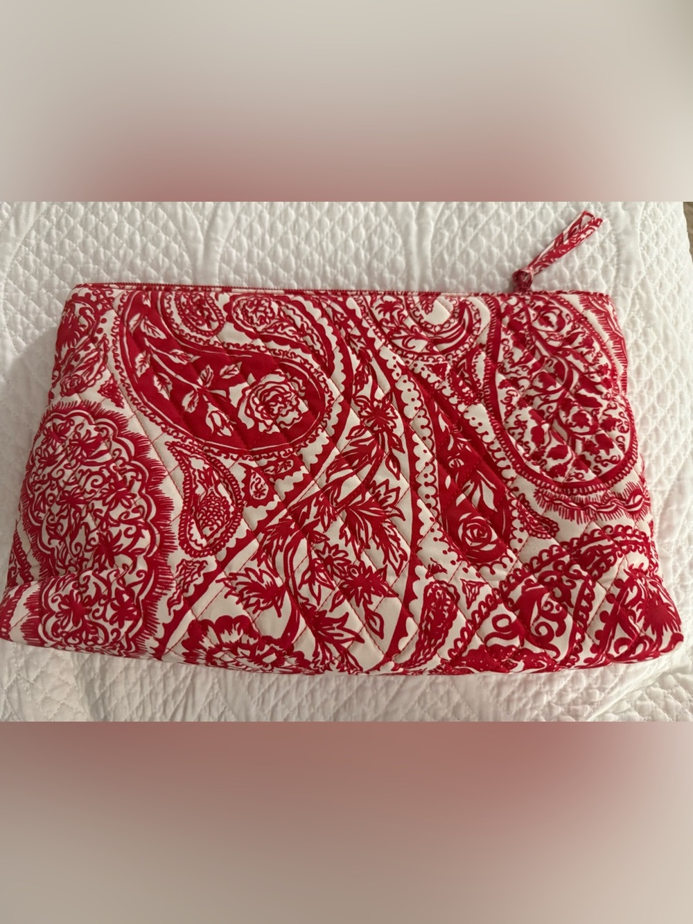 Vera Bradley- Red Paisley Quilted Large Pouch